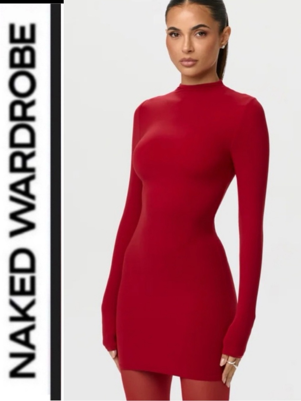 Naked Wardrobe ♥️  Mock Neck Mini Dress ♥️ Ruby Red